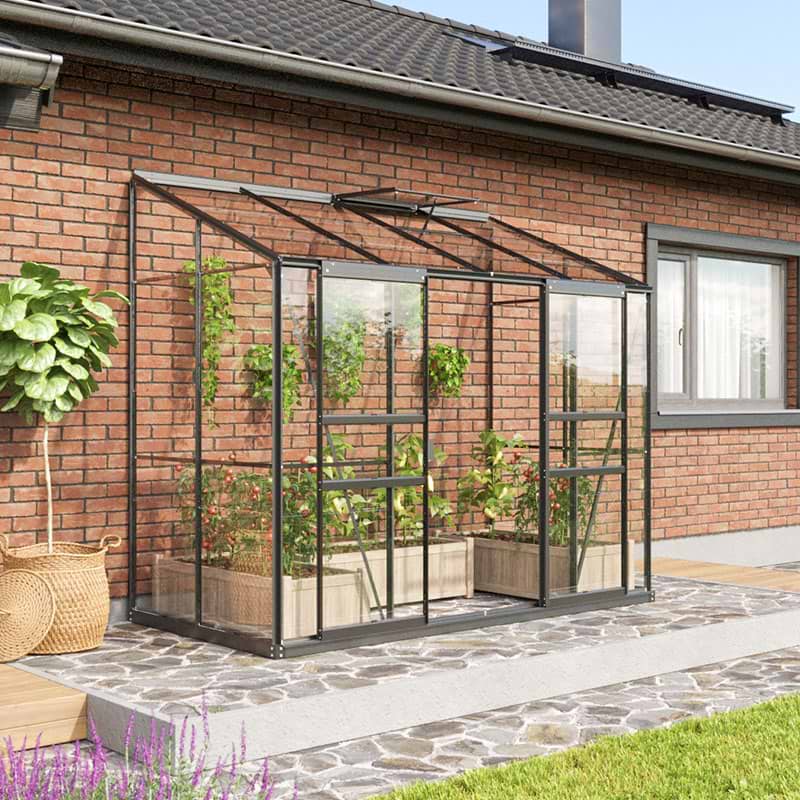 vægdrivhus i sort med glas