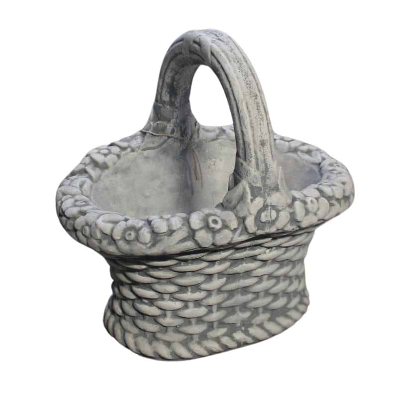Kurv med blomstret kant - Beton - 40 cm