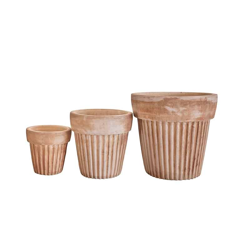Mekong Krukke Terracotta - Rillet med kant - Flere Varianter