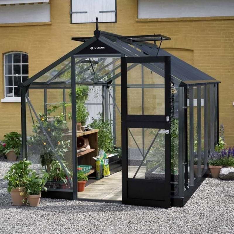Juliana drivhus - Compact 8,2 m² - Antracit/sort - 3 mm hærdet glas
