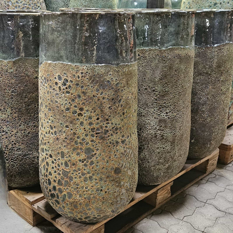 'Helsingki' Krukke Høj Lava, Jade Sand Grøn- D25H52 cm
