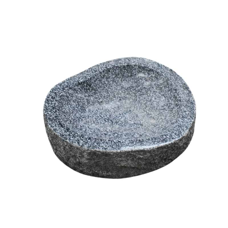 Fuglebad Natur - Mørkegrå Granit Indvendigt poleret - Diameter 40 cm