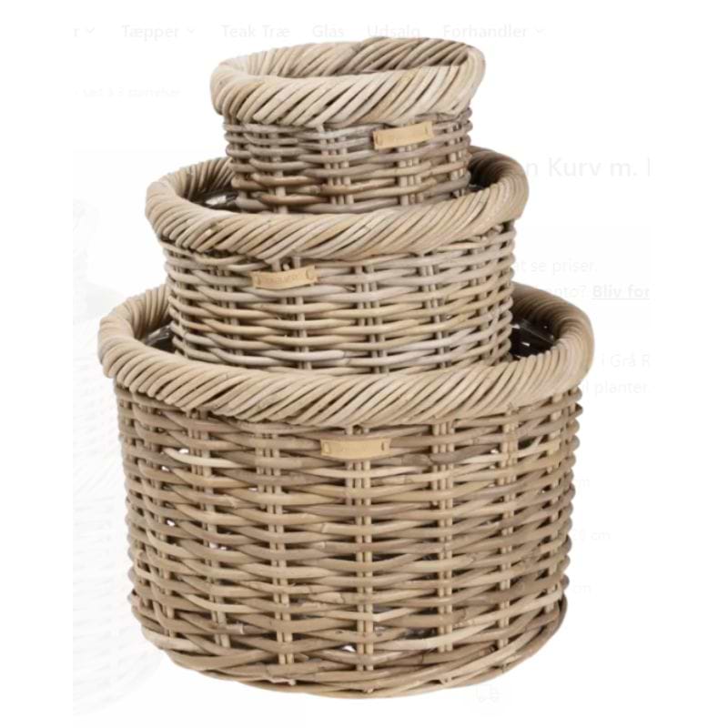Kurv i rattan - Rund med kraftig kant - Skinbjerg - 35x28 cm