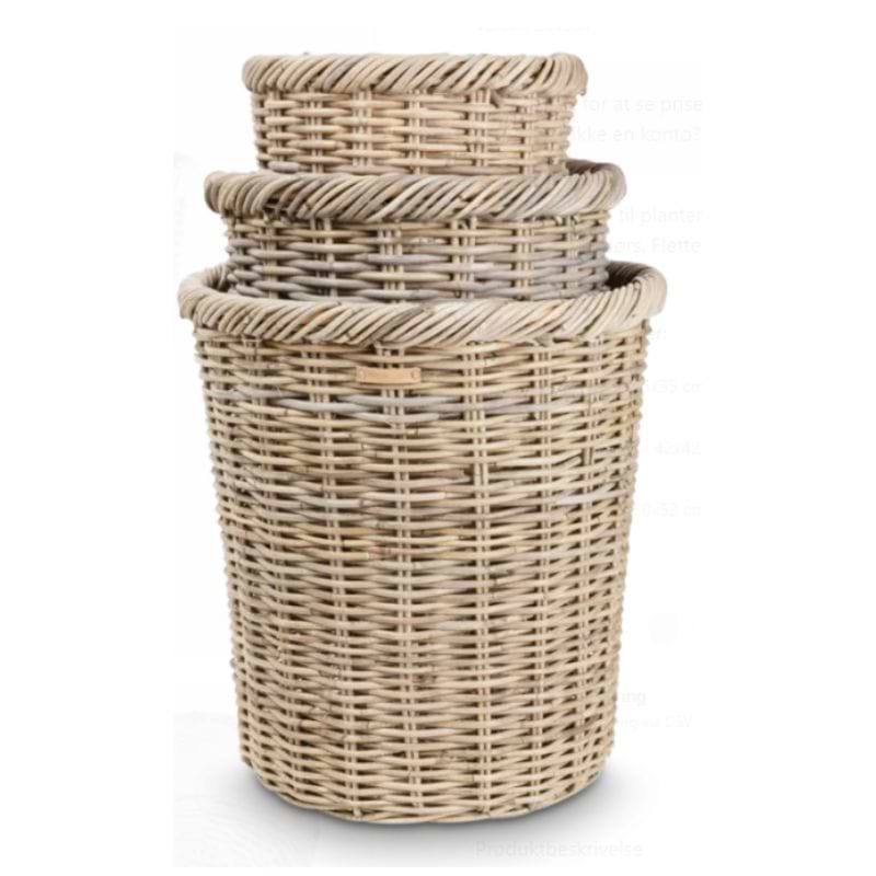 Kurv i rattan høj - Rund med kraftig kant - Skinbjerg - 35x35 cm