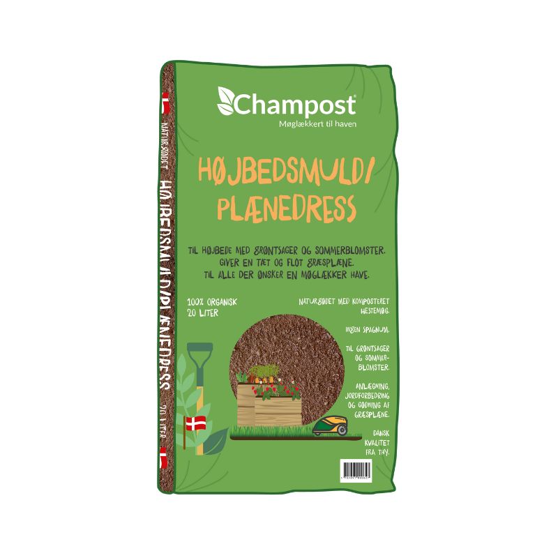 Højbedsmuld/Plænedress spagnumfri 20 liter - Champost