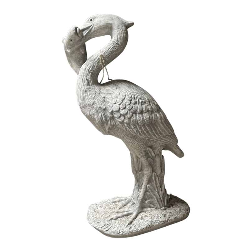 Hejre med fisk - Beton - 89 cm