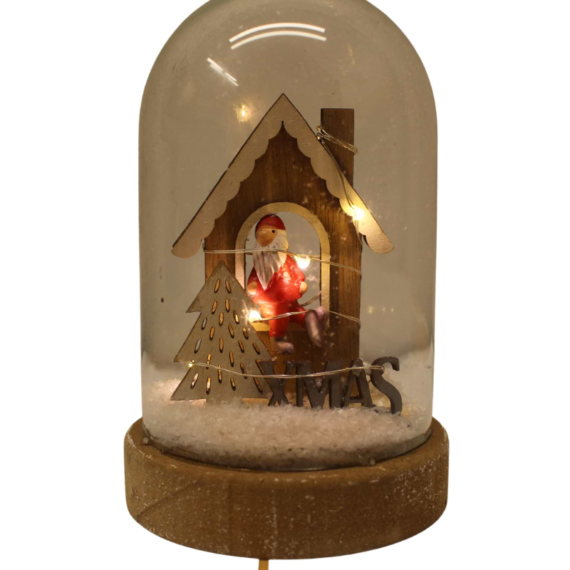 Julemand i osteklokke m/lys og sne - Xmas