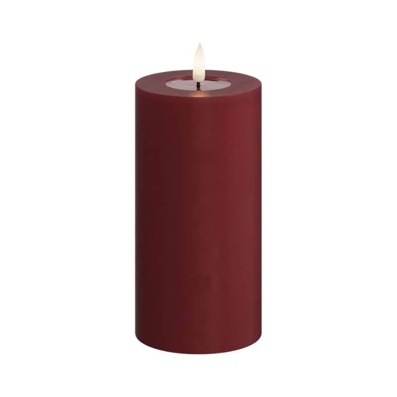 Deluxe Homeart LED Bloklys - Ø7,5x H12,5 cm - Bordeaux