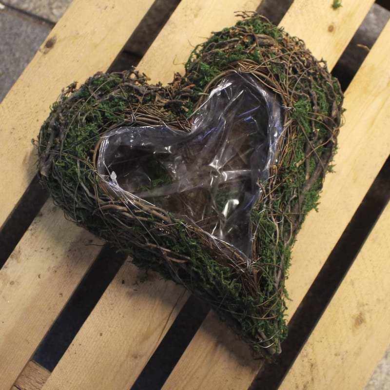 Moshjerte med plantehul
