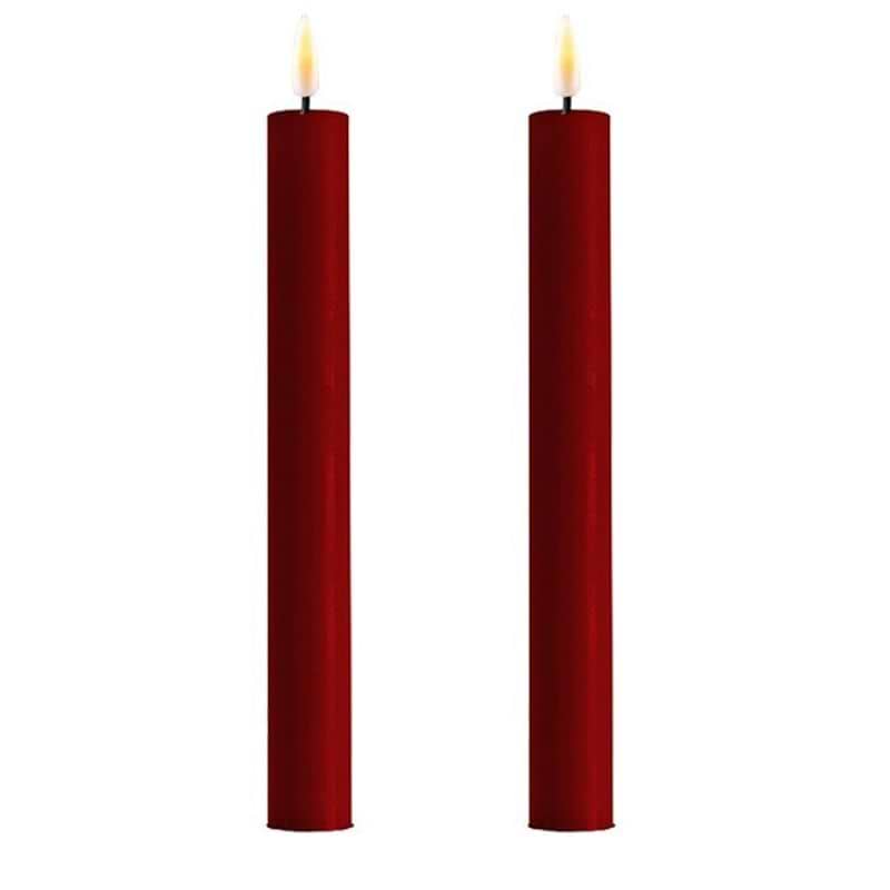 Deluxe Homeart LED Kronelys - 24 cm - Bordeaux - 2 stk