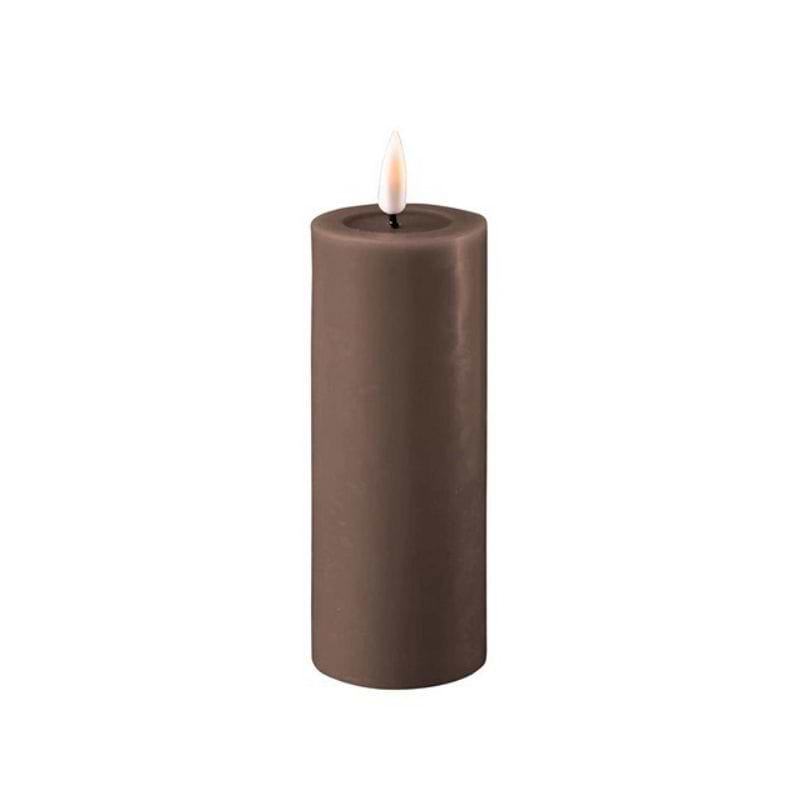 Deluxe Homeart LED Bloklys - Ø5x H12,5 cm - Mokka