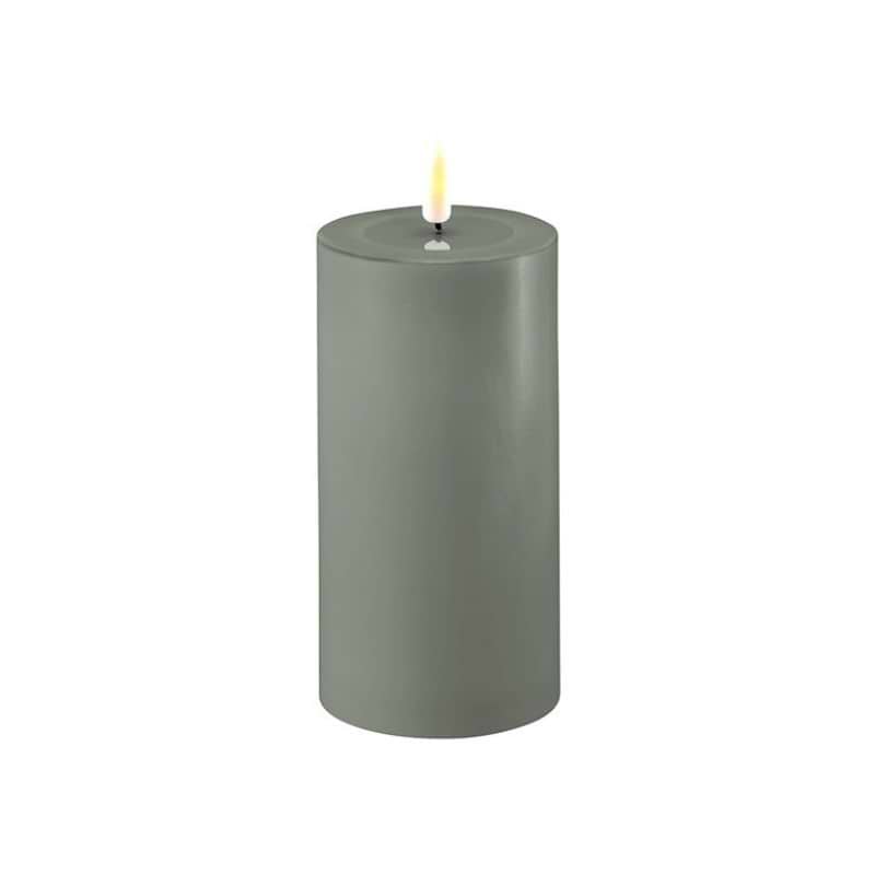 Deluxe Homeart LED Bloklys - Ø7,5x H15 cm - Salvie grøn