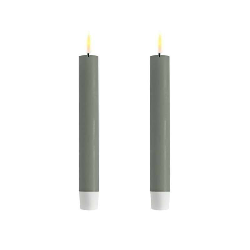 Deluxe Homeart LED Kronelys - 15 cm - Salvie grøn - 2 stk