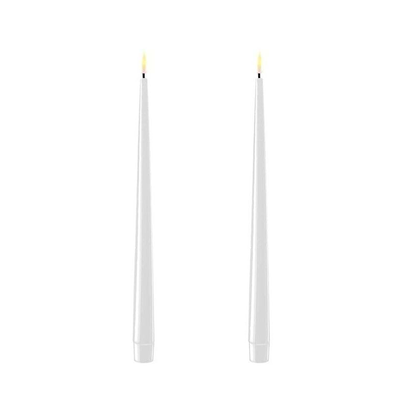 Deluxe Homeart LED Kertelys med lak - 28 cm - Hvid - 2 stk