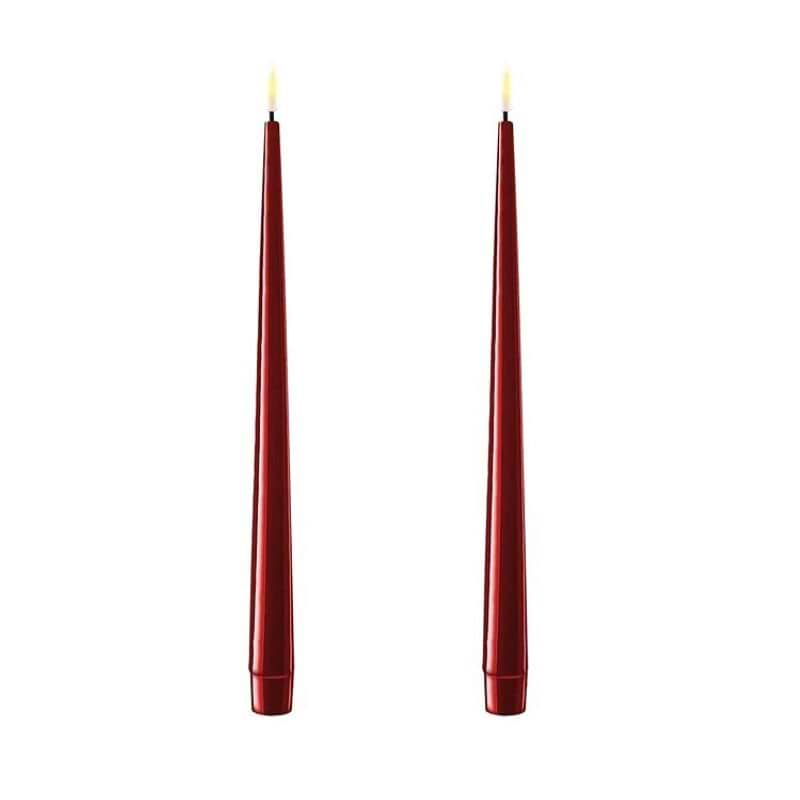 Deluxe Homeart LED Kertelys med lak - 28 cm - Bordeaux - 2 stk