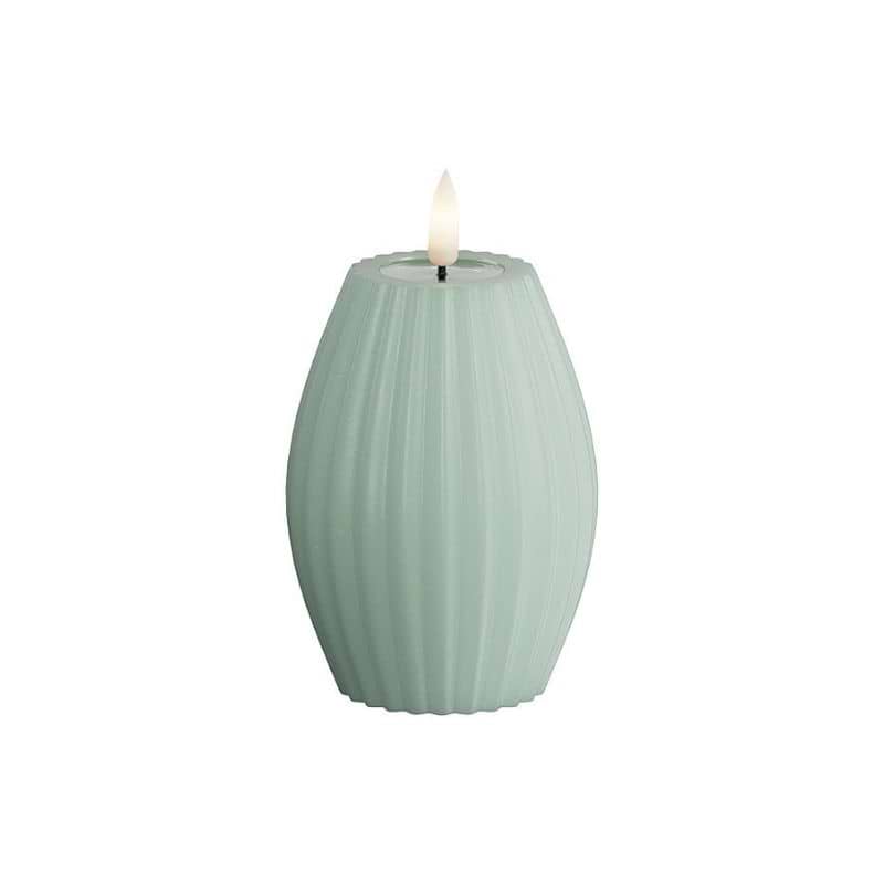 Deluxe Homeart LED Rillelys - Ø7,5x H10 cm - Salvie grøn