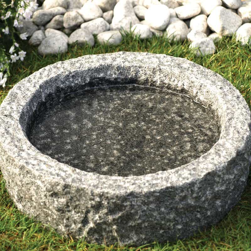 Fuglebad rund grovhugget