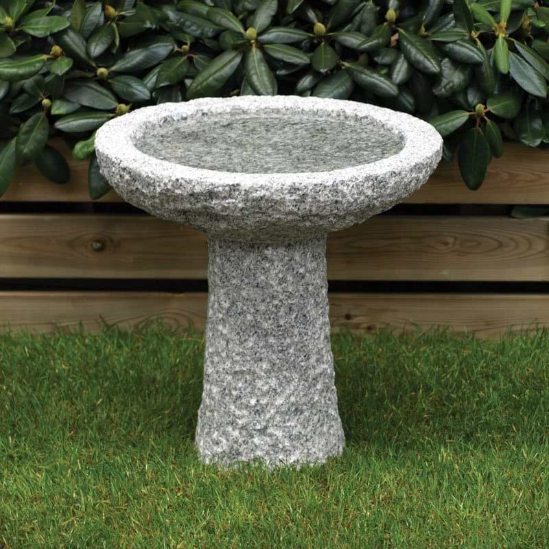 granit fuglebad grå