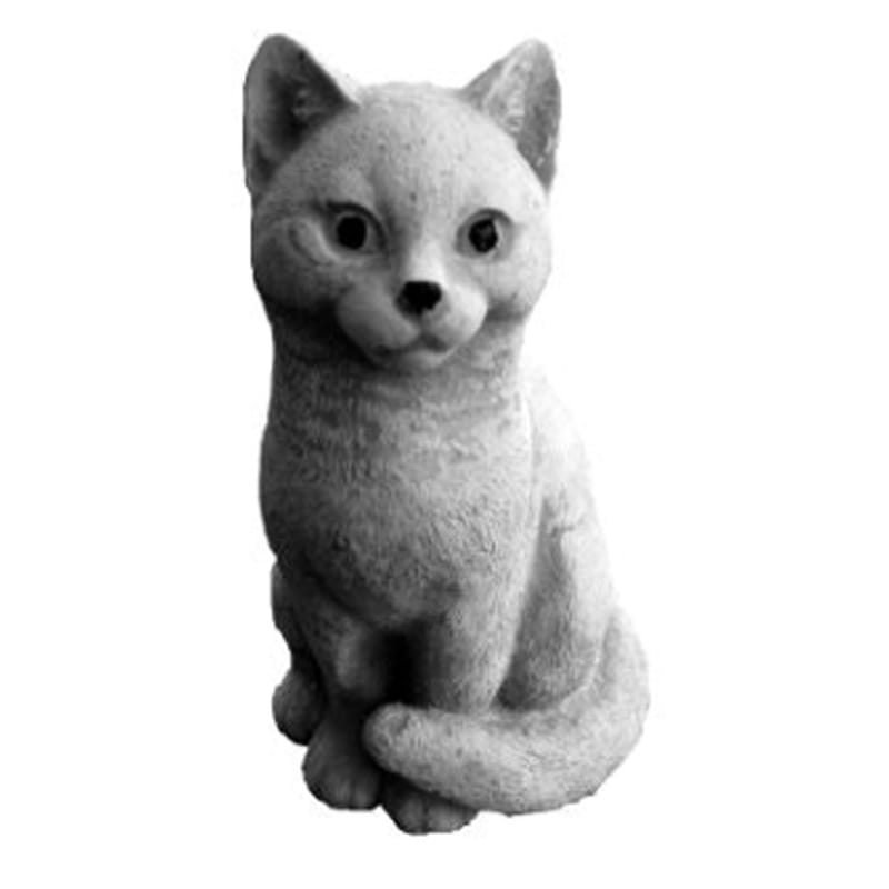 Kat siddende lille model - betonfigur - 15 cm
