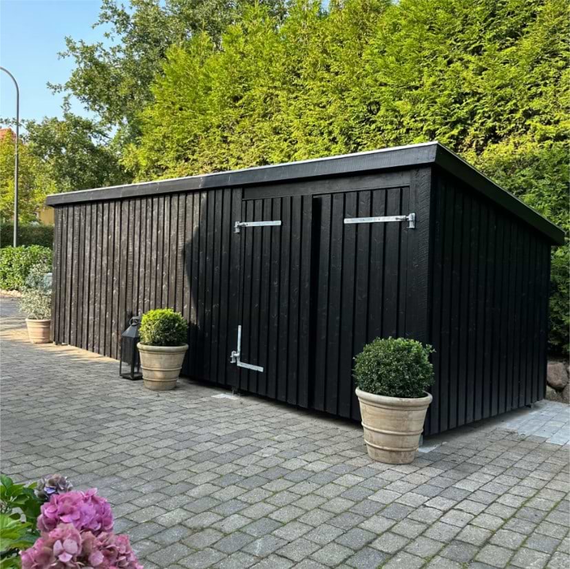 Multihavehus Nordic - 3 moduler m. dobbeltdør og lukket front - 14 m²