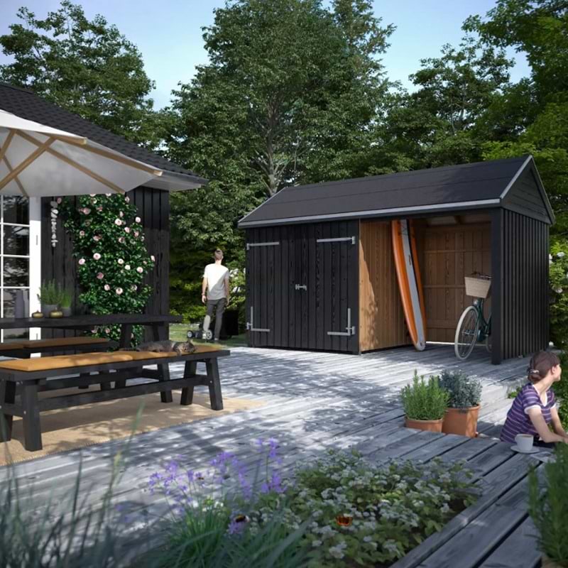 Multihavehus - 2 moduler m.  dobbeltdør og åben front - 10 m² 