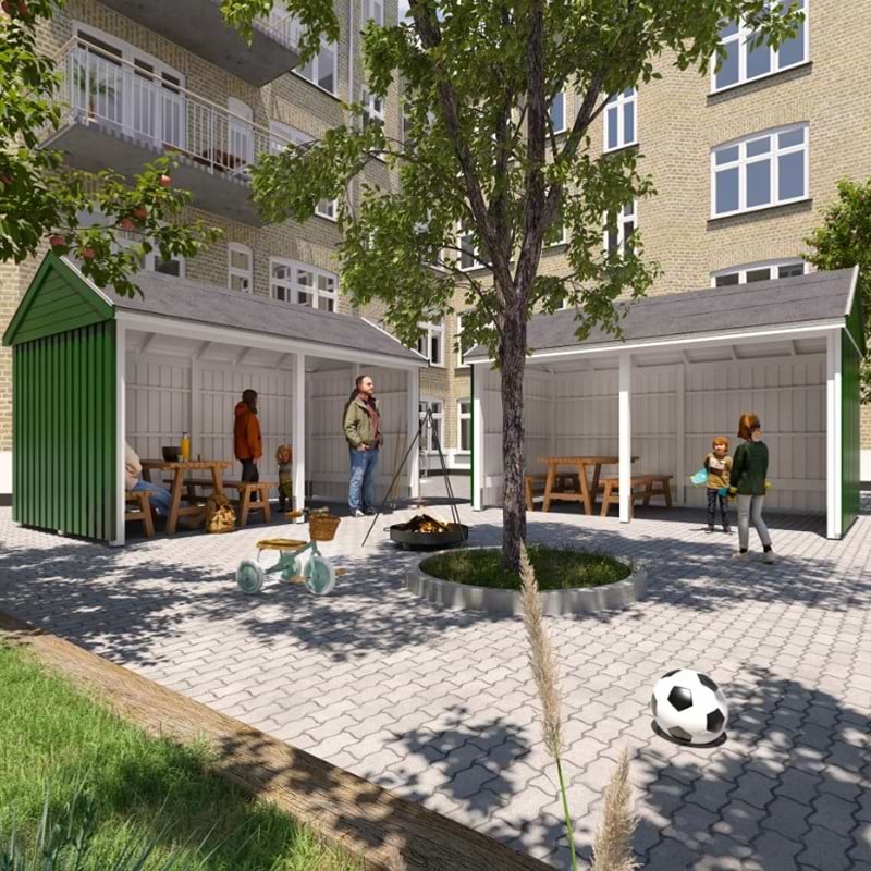 Multihavehus - 2 moduler m. åben front - 10 m²