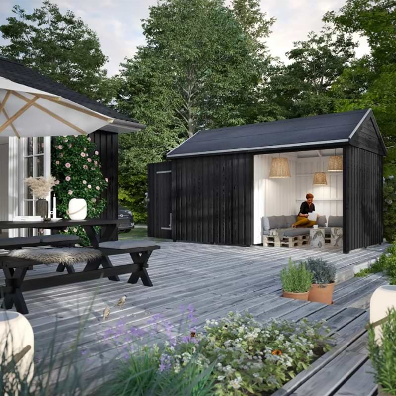 Multihavehus - 2 moduler m. enkeltdør og  to rum - 10 m²  - Inkl. tilbehør