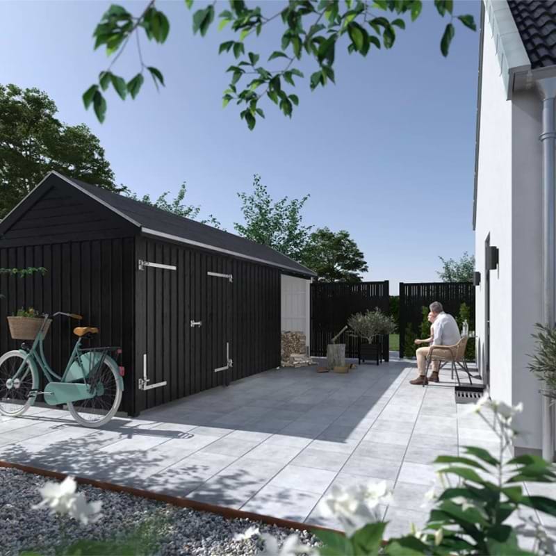 Multihavehus - 3 moduler m. dobbeltdør og lukket front - 14,5 m² - Inkl. tilbehør