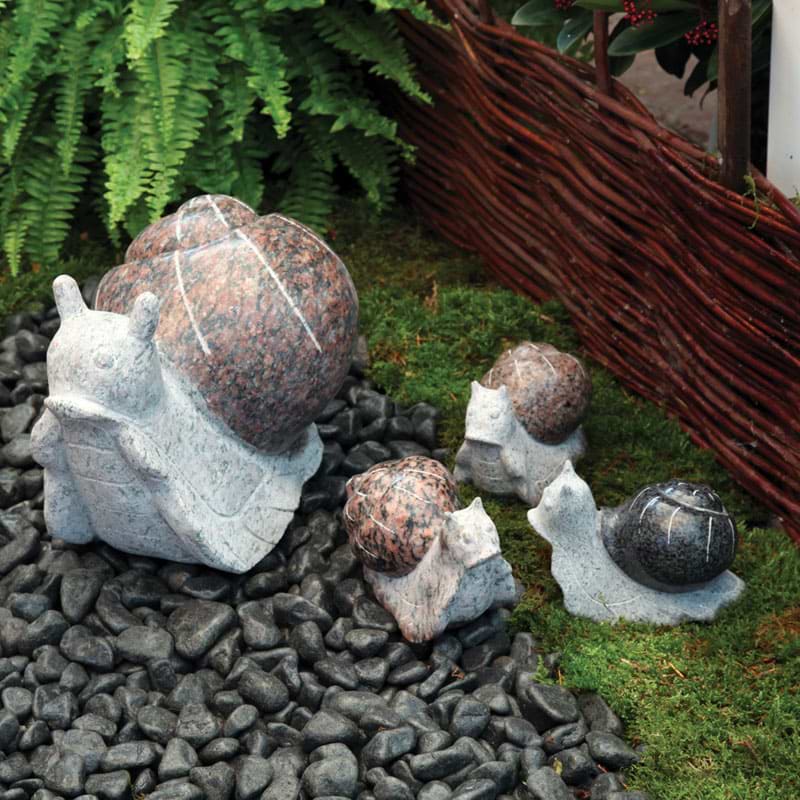 Snegl Med Polering - Sort Granit - 15 cm 