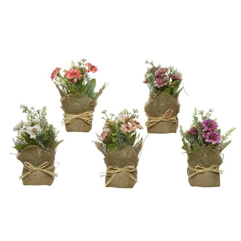 Sommerblomst i Jutepotte Assorteret