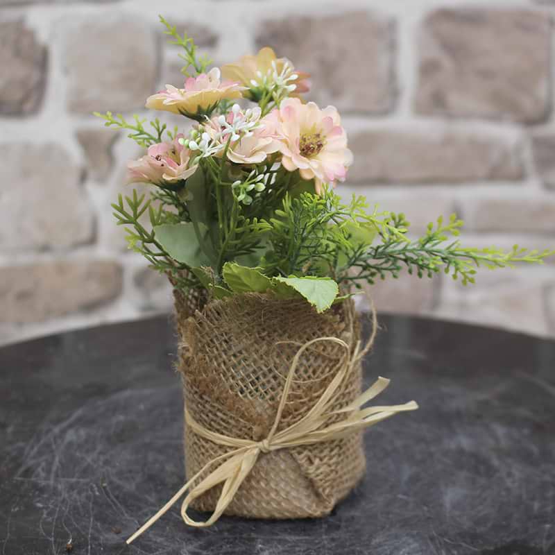 Sommerblomst i Jutepotte Kunstig Creme