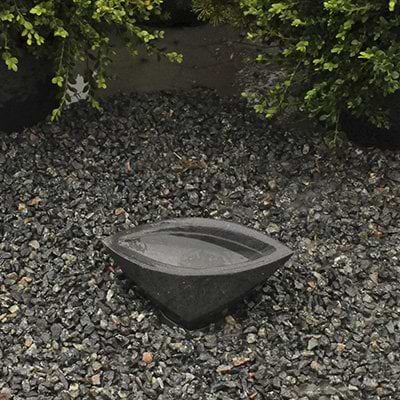 Fuglebad - Grå/Sort Granit - Højde 17 cm