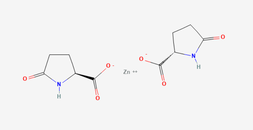 Structure chimique du zinc PCA.