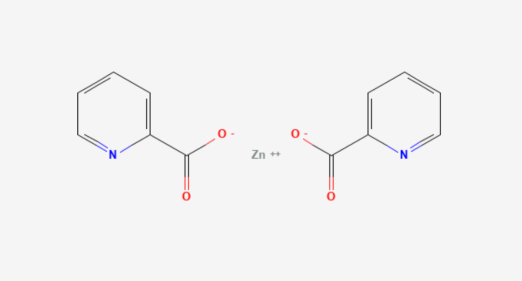 Structure chimique du picolinate de zinc.