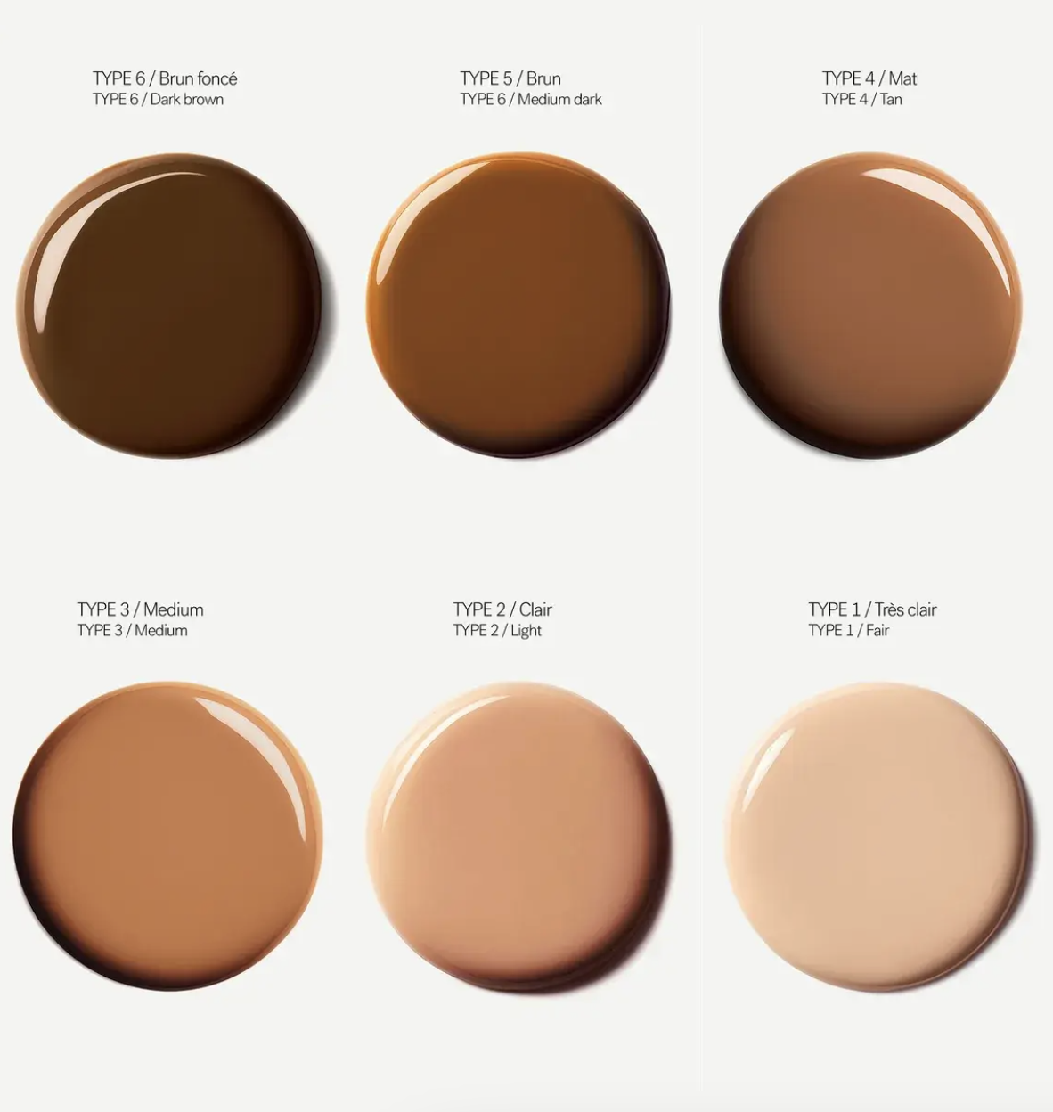Les 6 teintes du sérum teinté de Typology.