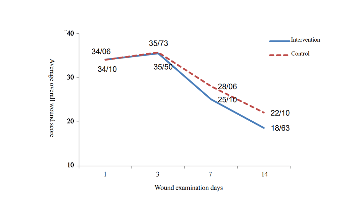 Évolution du score des brûlures suite à l'application d'une solution de sulfadiazine agentique, associée ou non à de la vitamine C.