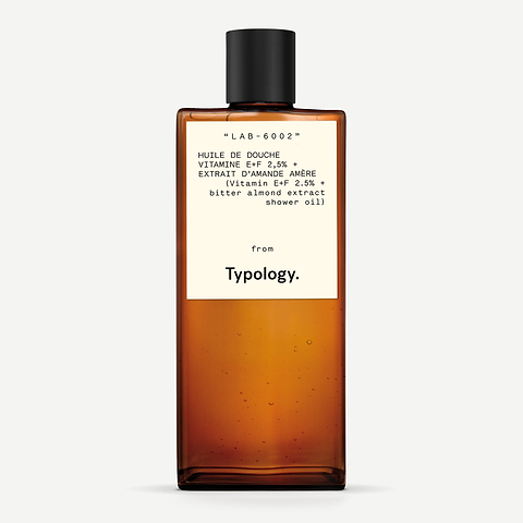 Huile de douche relipidante Vitamine E+F 2.5% + Extrait d’amande amère  — Typology