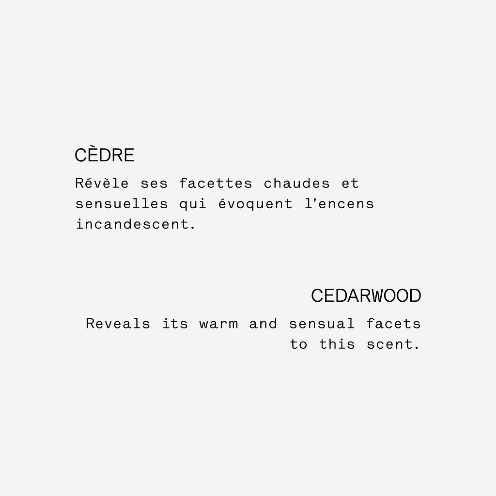 Cèdre Vétiver Eau de Parfum naturelle — Typology
