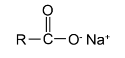 Structure chimique du carboxylate de sodium.