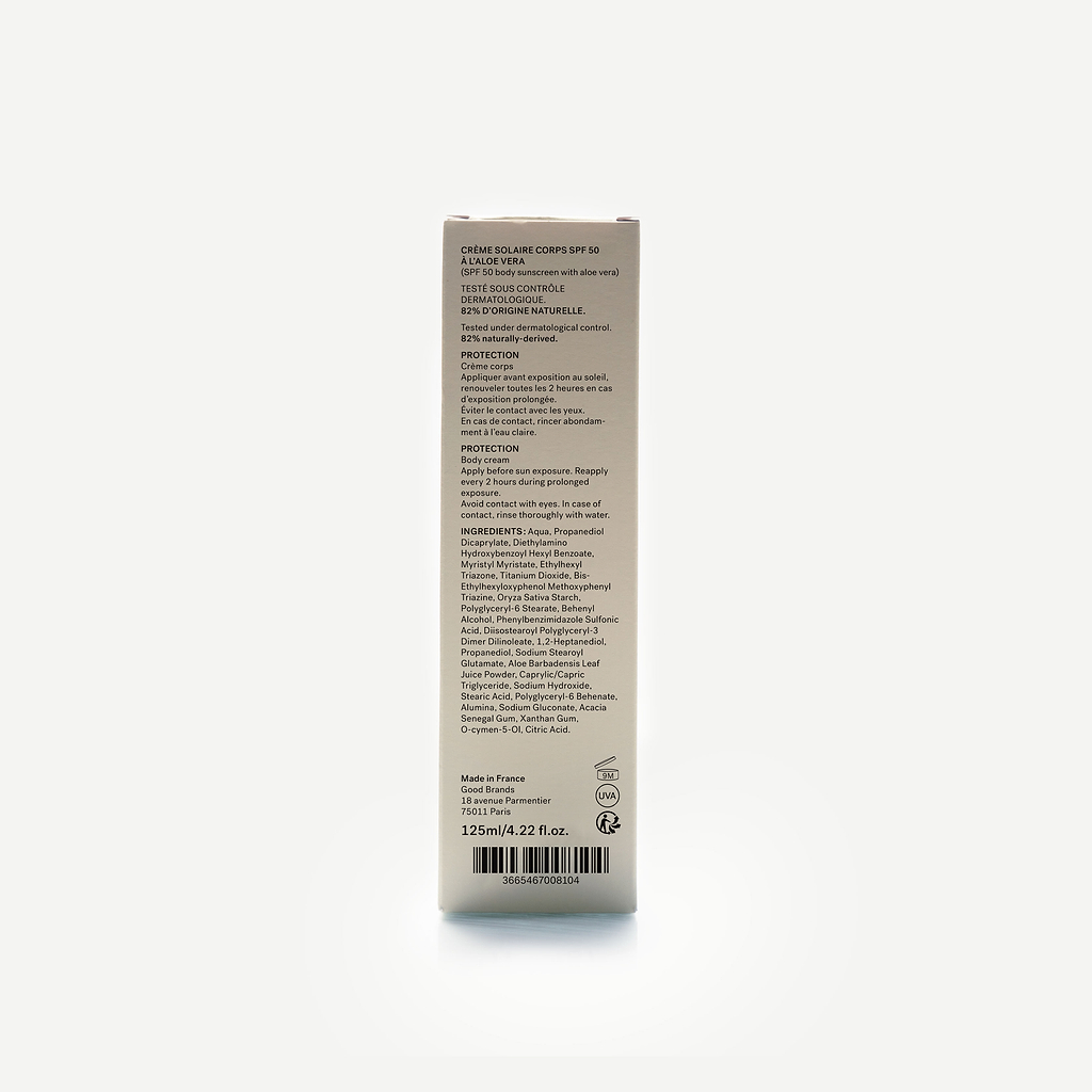 Crème solaire corps SPF50 à l'aloe vera — Typology