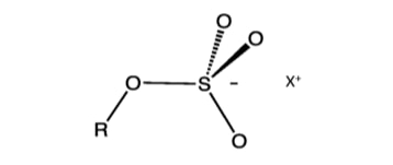 Structure chimique d'un sulfate d'alkyle.