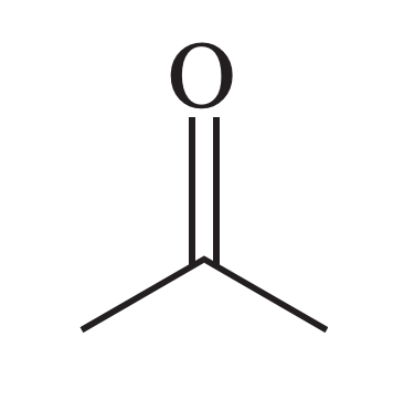 Structure chimique de l'acétone.