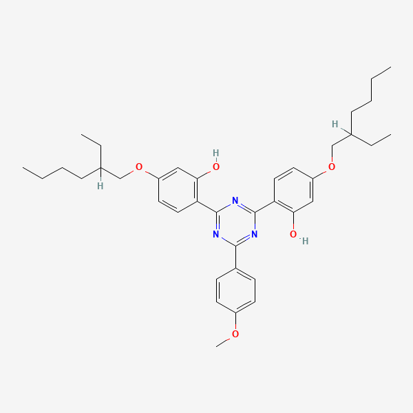 Structure chimique du "Bis-Ethylhexyloxyphenol Methoxyphényl Triazine".