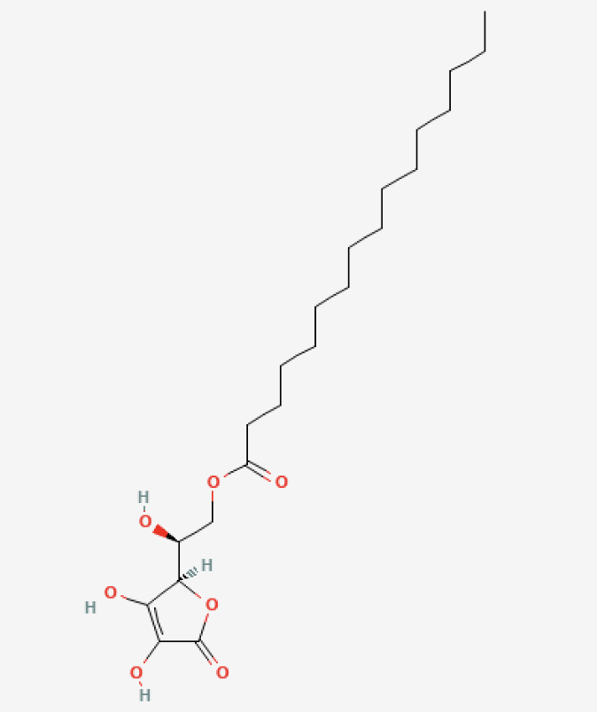 Structure chimique du "Ascorbyl Palmitate".