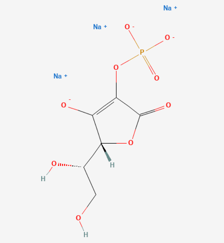 Structure chimique du "Sodium Ascorbyl Phosphate".