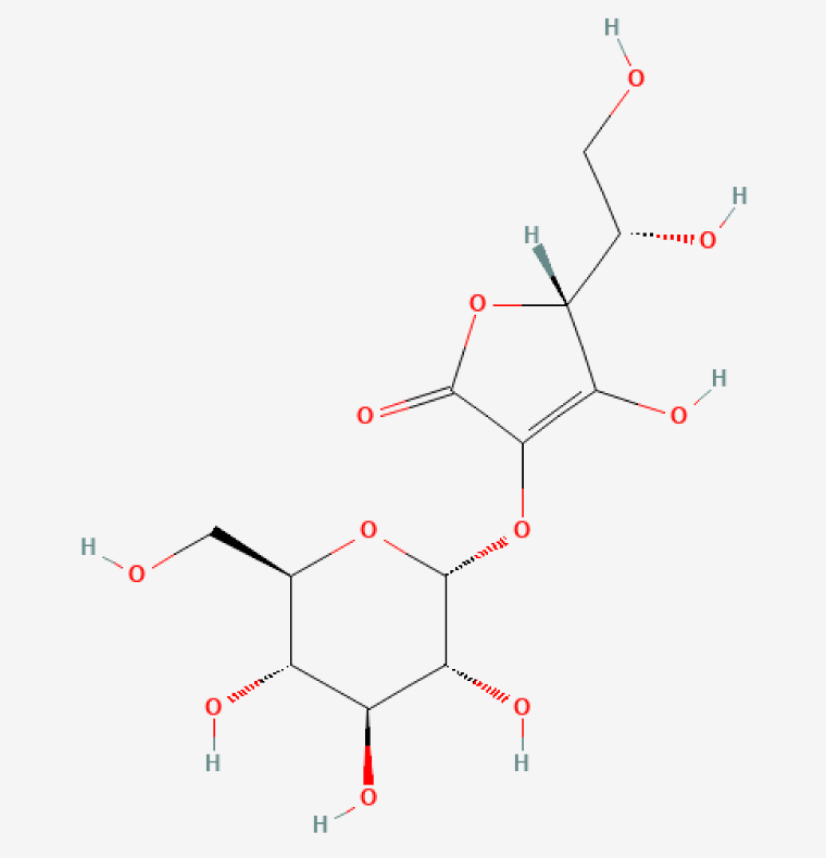 Structure chimique du "Ascorbyl Glucoside".