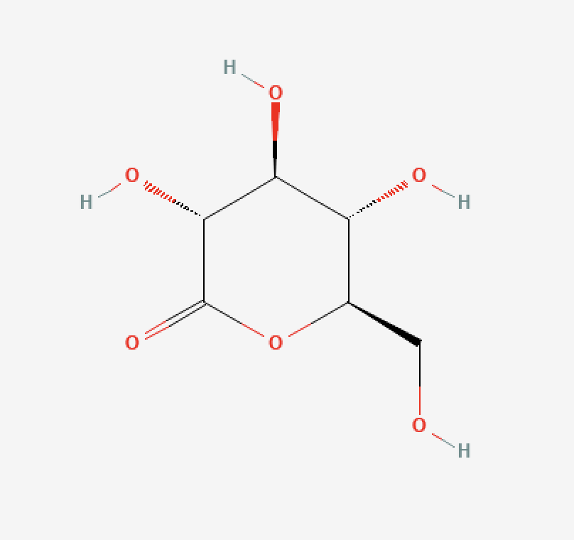 Structure chimique de la gluconolactone.