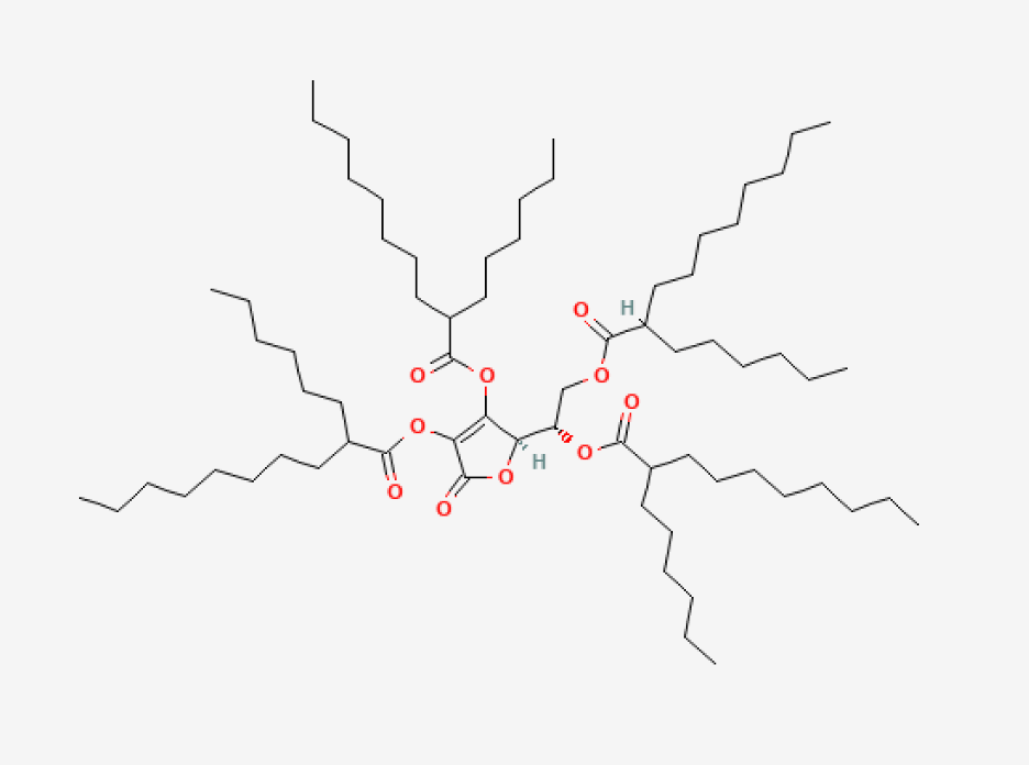 Structure chimique du "Ascorbyl Tetra Isopalmitate".