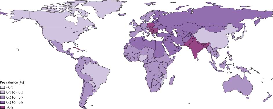 Prévalence du vitiligo selon les régions du monde.