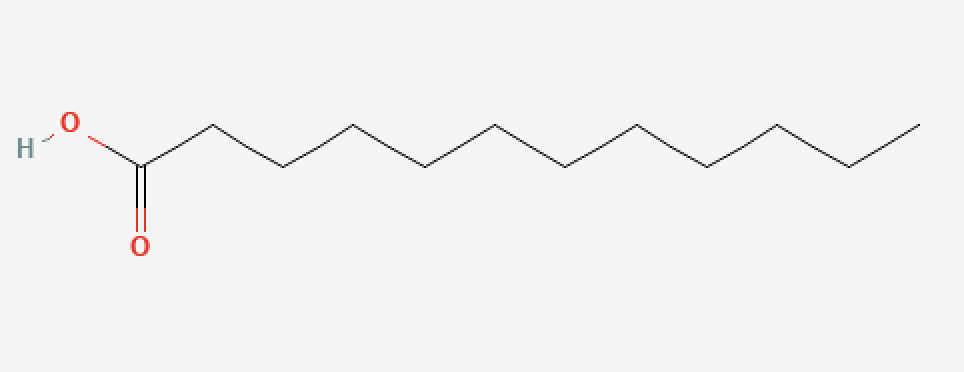 La structure chimique de l'acide laurique.